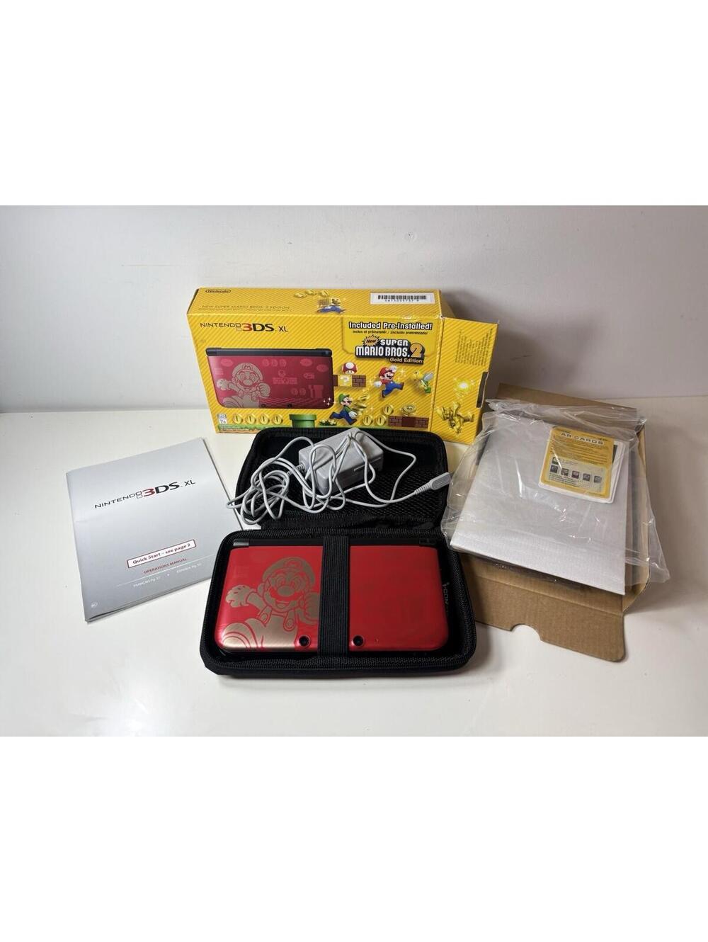 Nintendo 3DS XL Limited Edition Red Handheld System Super Mario Bros 2 Gold